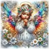 NORIMPEX Diamantové maľovanie Anjelik s dúhovými krídlami 30 x 40 cm