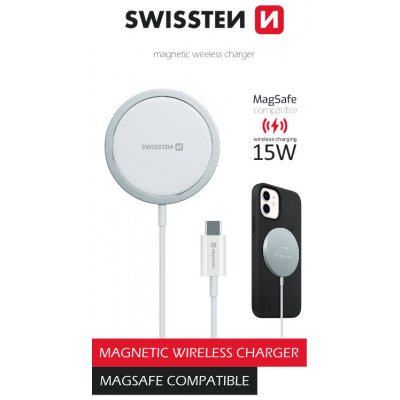 Bezdrôtová nabíjačka Swissten MagStick pre Apple iPhone, biela