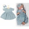 Baby Nellys Mušelínové šatôčky čelenka 2-dielna sada Dino mätové