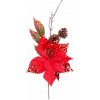 Magic Home Vetvička s kvetom poinsettia červená 34 cm