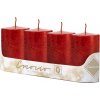 Emocio Valec 4ks 50x100 mm Rustikálne Metal červené sviečky, 687 g