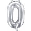 PartyDeco Fóliový balón Mini - Číslo 0 strieborný 35cm