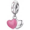 For Silver Roztomilý prívesok so srdiečkami Double Hearts - Striebro 925