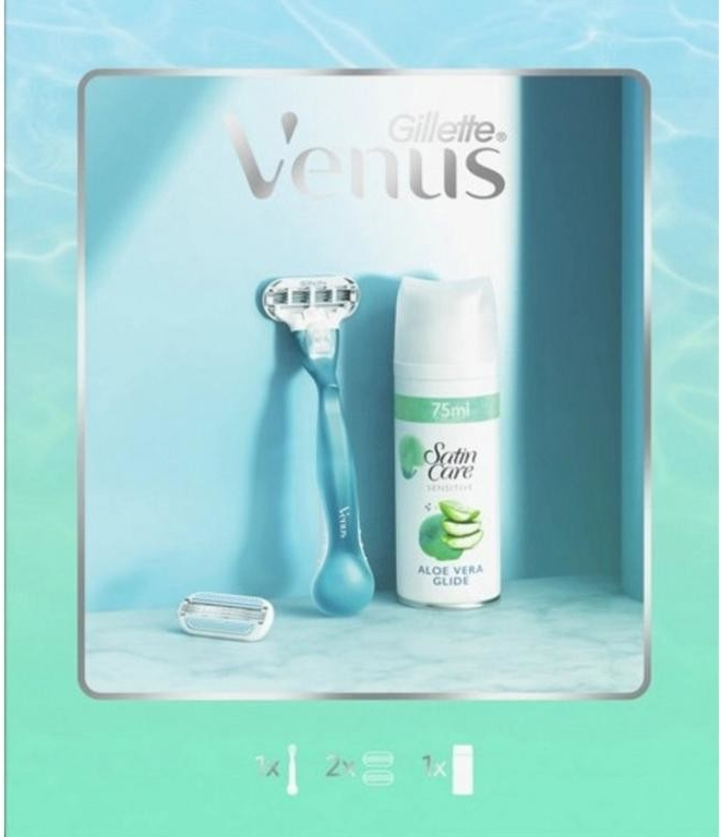 Gillette Venus Smooth holiaci strojček + holiaca hlavica + Satin Care gél na holenie 75 ml darčeková sada