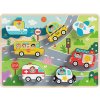 TOOKY TOY Montessori drevené puzzle Vozidlá Autá Lietadlo Loď Mesto Zápas tvarov