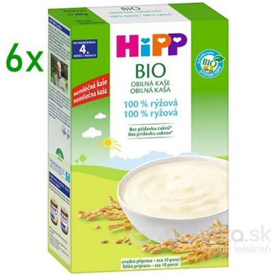 HiPP BIO Obilná KAŠA 100% ryžová nemliečna 4m+, 4x200g