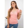 Lace neckline blouse apricot tmavočervená One size Kesi 5907302232847