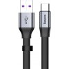 Baseus jednoduchý plochý kábel USB / USB typu C SuperCharge 5A 40W Quick Charge 3.0 QC 3.0 23cm sivý (CATMBJ-BG1)