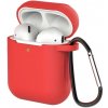 HARAHU Apple AirPods 1 Silikónové mäkké puzdro s uchytom na AirPods 2 / AirPods 1 KP25130 červená