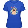 Premium Tričko Motív psíka s kvetinkou Royal blue