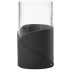 LIND DNA Váza FOLD NUPO 15 cm, antracitová, koža / sklo