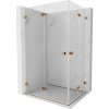 Mexen Lunar-F Duo, skladací sprchový kút 75 x 70 cm, 8mm číre sklo, profil ružové zlato, 836-075L-070P-60-00