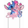 Zápich - Stitch a Angel s menom a vekom - s paličkou - 12cm - Obrázok