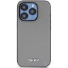 Zadný kryt DKNY PU Leather Silver Metal Logo Magsafe pre Apple iPhone 14 Pro, sivá