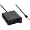 Slúchatkový predzosilovač, 3,5mm IN/2x3,5mm OUT, s BassBoost, napájanie micro USB, čierny