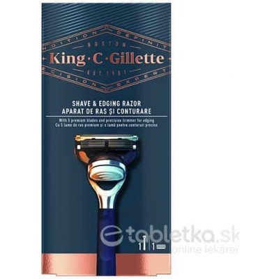 King C. Gillette Shave & Edginf Razor holiaci strojček + náhradné hlavice 1 ks