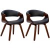 Design-Shop Stolička Foley (SET 2 ks) - koženka, drevené nohy orech - Čierna
