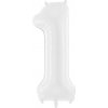 PartyDeco Balónik fóliový narodeninové číslo 1 biely 86 cm