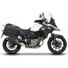 Kompletná sada bočných čiernych hliníkových kufrov SHAD TERRA BLACK 36L/36L, vrátane montážnej sady SHAD SUZUKI DL 650 V-Strom
