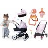 Set kočík trojkombinácia s jedálenskou stoličkou Puschair Pink Maxi Cosi&Quinny Smoby a 32 cm bábika v dupačkách