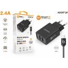 Múdra sieťová nabíjačka ALIGATOR 2.4A, 2xUSB, smart IC, USB-C kábel 2A, čierna