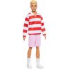 MATTEL Barbie model Ken - červenobílé proužkované triko