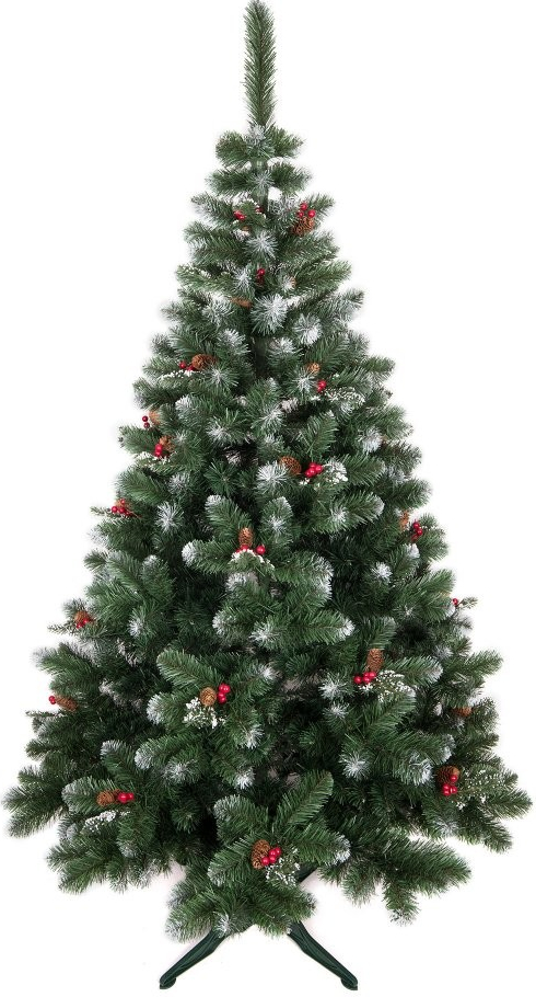 domtextilu.sk Umelý vianočný stromček jedľa s červenou jarabinou a šiškami 180 cm 70831