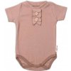 Baby Nellys Dojčenské rebrované body s gombíkmi kr. rukáv, Girl - hnedé, veľ. 86, 86 (12-18m)