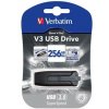 Verbatim USB flash disk, USB 3.0, 256GB, V3, Store N Go, černý, 49168, USB A, s výsuvným konektorem
