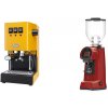 Gaggia New Classic EVO BC, yellow + Eureka Helios 75, ferrari red