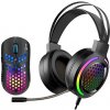 Marvo Sada myši a slúchadiel MH01BK, 6400DPI, optická, 6tl., 1 koliesko, drôtová USB, čierna, podsv