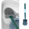 Casavibe Hygienická silikónová kefa na toaletu sada držiakov na domáce použitie so zabudovaným dávkovačom mydla nástenný a bezdierový dizajn s dávkovačom tekutiny