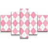 Sablio Obraz - 5-dílný Ružové a biele kosoštvorčeky - 125x90 cm