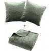 douceur d'intérieur Zelená zamatová súprava prikrývky a obliečky na vankúš Solange 240x260