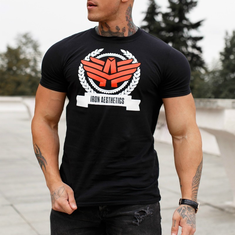 Pánske fitness tričko Iron Aesthetics Triumph čierne