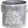 Chic Antique Dekoračný plechový antik kvetináč Merry Christmas - Ø 15*16 cm - Chic Antique