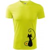 Zamilovaná mačka spredu - Pánske tričko Fantasy športové - 3XL ( Neonová žltá )