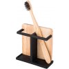 Držiak na zubné kefky a pastu, minimalistický stojan drevo+kov