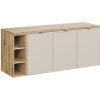 CMD Skrinka do kúpeľne BELLA SET E cashmere mat/dub artisan MDF/laminát 140 cm x 57 cm x 46 cm