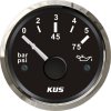 KUS Ukazovateľ tlaku oleja 0-5 bar, čierny číselník, nerezový rám 52 mm K-Y15000 CPPR-BS-0-5