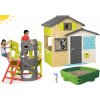 Set domček Priateľov s lezeckou stenou v elegantných farbách Friends House Evo Playhouse Smoby rozšíriteľný s pieskoviskom