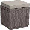 Záhradný taburet Jardin Cube hnedý so sivohnedou poduškou