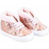 Yo! Dojčenské capačky/topánočky s kožúškom ružové, zlaté