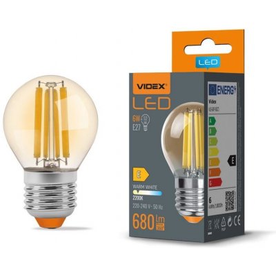 Videx LED žiarovka 6W Filament Teplá biela Amber E27