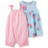CARTER'S Set 2dielny šaty, overal letný Pink Strawberry dievča 6m