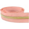 Zips metráž / 5 mm / lososový/ zlaté zúbky