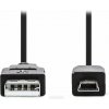 NEDIS kabel USB 2.0/ zástrčka USB-A - 5pinová zástrčka mini USB/ černý/ 2m