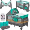 Multifunkčná cestovná postieľka Lionelo LO-SVEN PLUS TURQUOISE/GREY