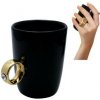 Hrnček Swarovski, čierny so zlatým prsteňom