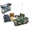 Teddies RC sada tanků 2 ks RTR 33+ dobíjecí pack tanková bitva se zvukem modrá a zelená 1:28